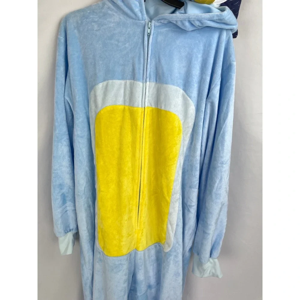 Spirit Halloween Adult L/XL Bluey Bandit Costume Blue Plush Jumpsuit Dress-Up - Picture 2 of 9